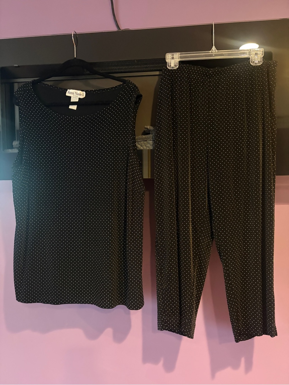 Ronni Nicole Black Polka Dot Sleeveless Top & Cropped Pants Set